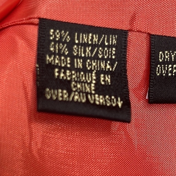 DANA Buchman Jacket Silk Dupioni Linen Blend Bright Coral Shoulder Pads Size 14 - Picture 9 of 13